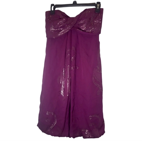 Nicole Miller Diossa Luna Strapless Mini Dress Magenta Purple Size 0 - Picture 13 of 14